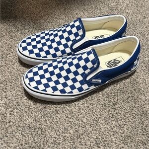 Vans Classic Blue and White Checkered Slip-Ons